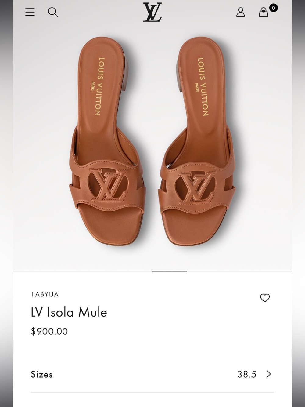 Louis Vuitton Isola Mule in Cognac Leather